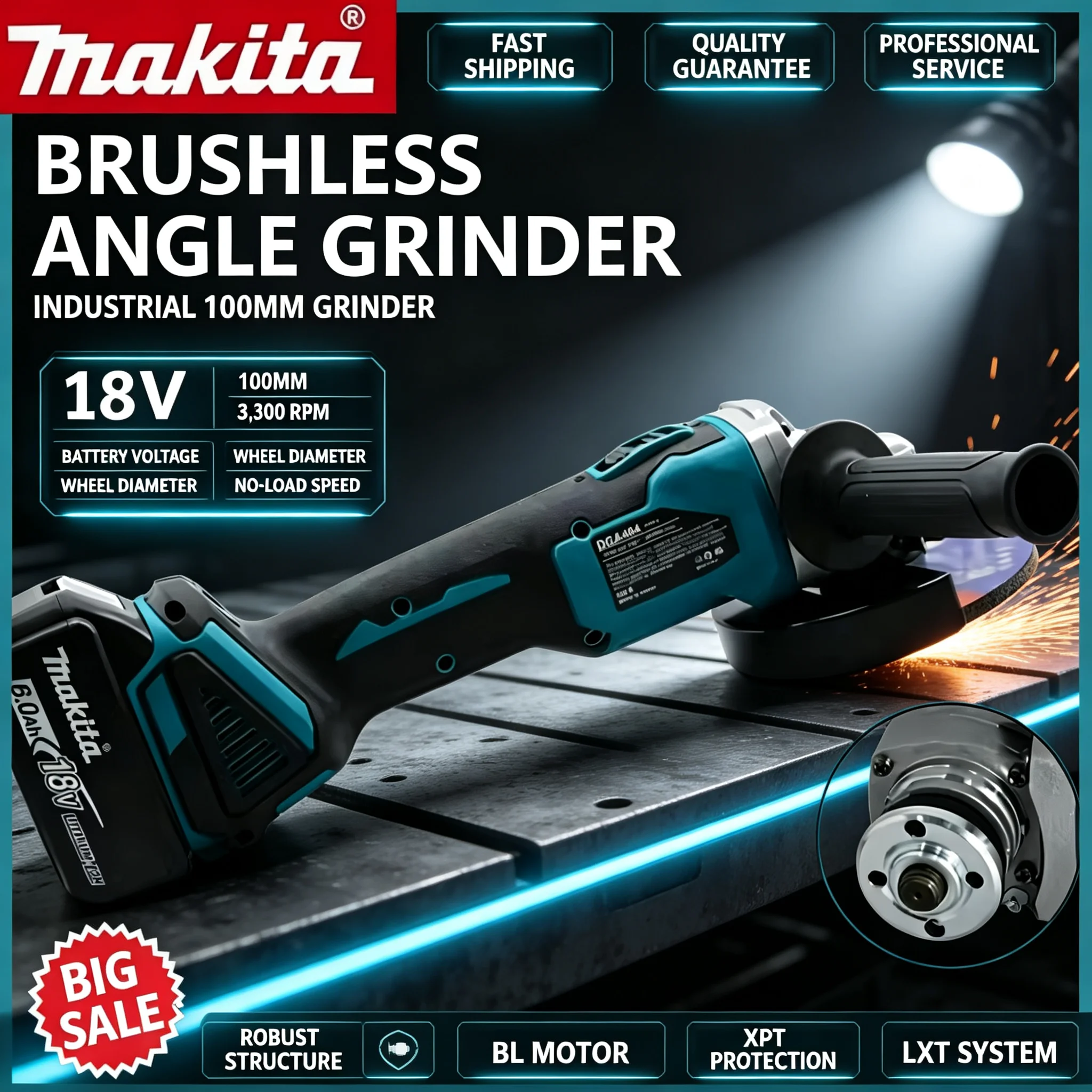 Szlifierka kątowa bezszczotkow – Brushless Angle Grinder Battery Powered recenzja i cena